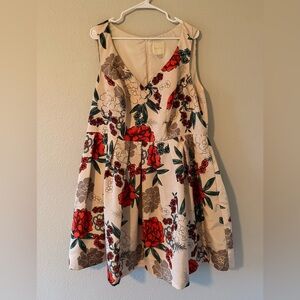 Modcloth Red and Cream Floral Dress